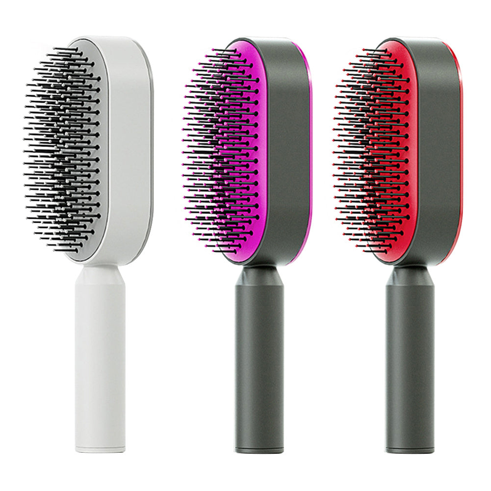 "Self-Cleaning Hair Brush for Women with Scalp Massage & Anti-Static Features"
