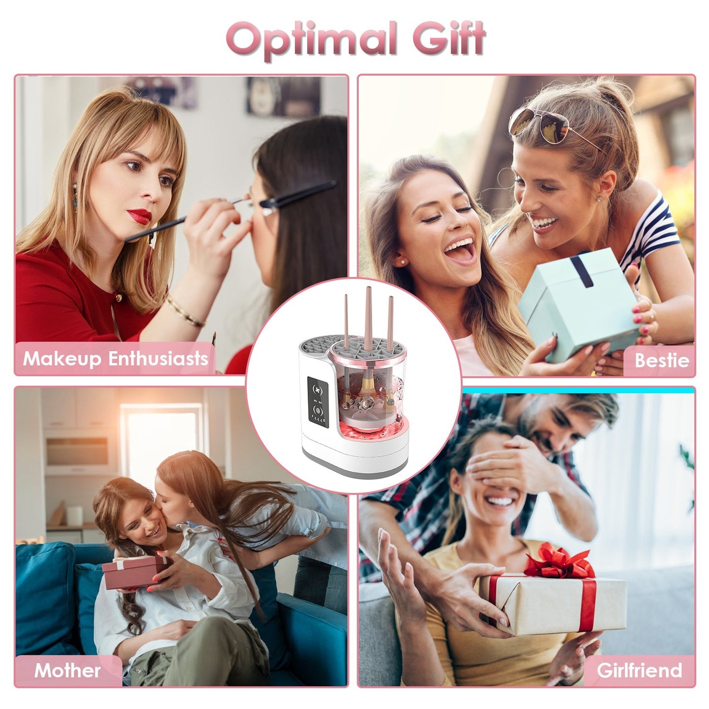 4-in-1 Electric Makeup Brush Cleaner with UV Disinfection & Storage