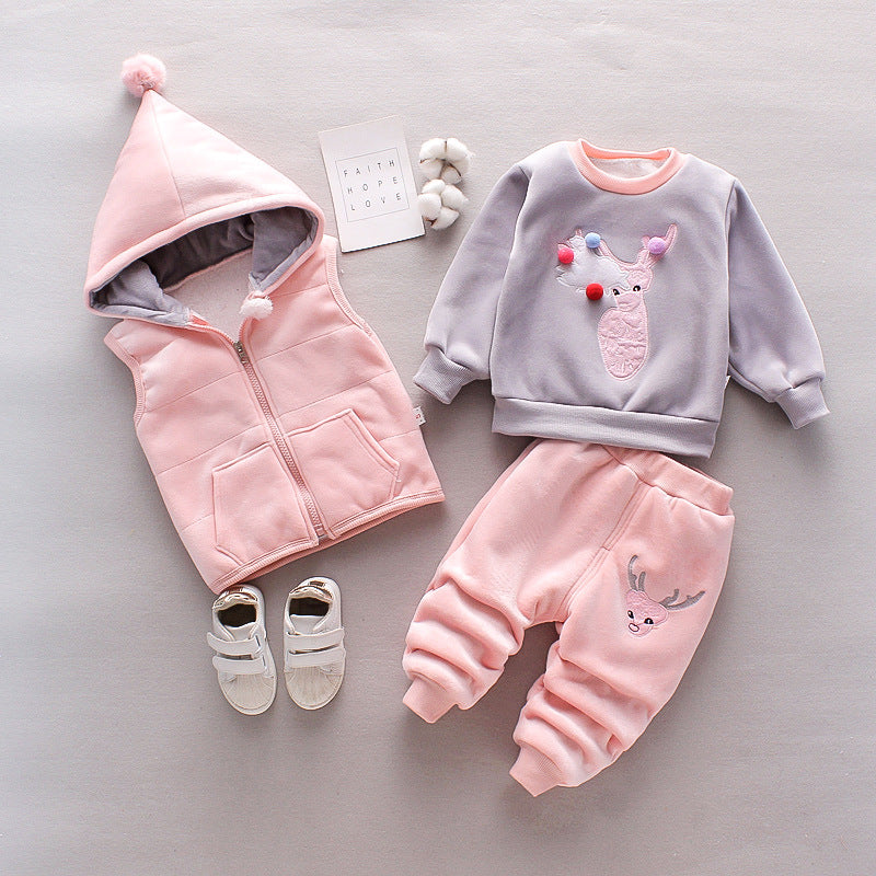 Boys Winter Thickened 3-Piece Clothing Set