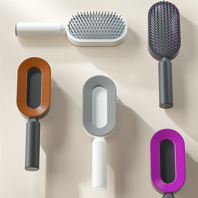 "Self-Cleaning Hair Brush for Women with Scalp Massage & Anti-Static Features"