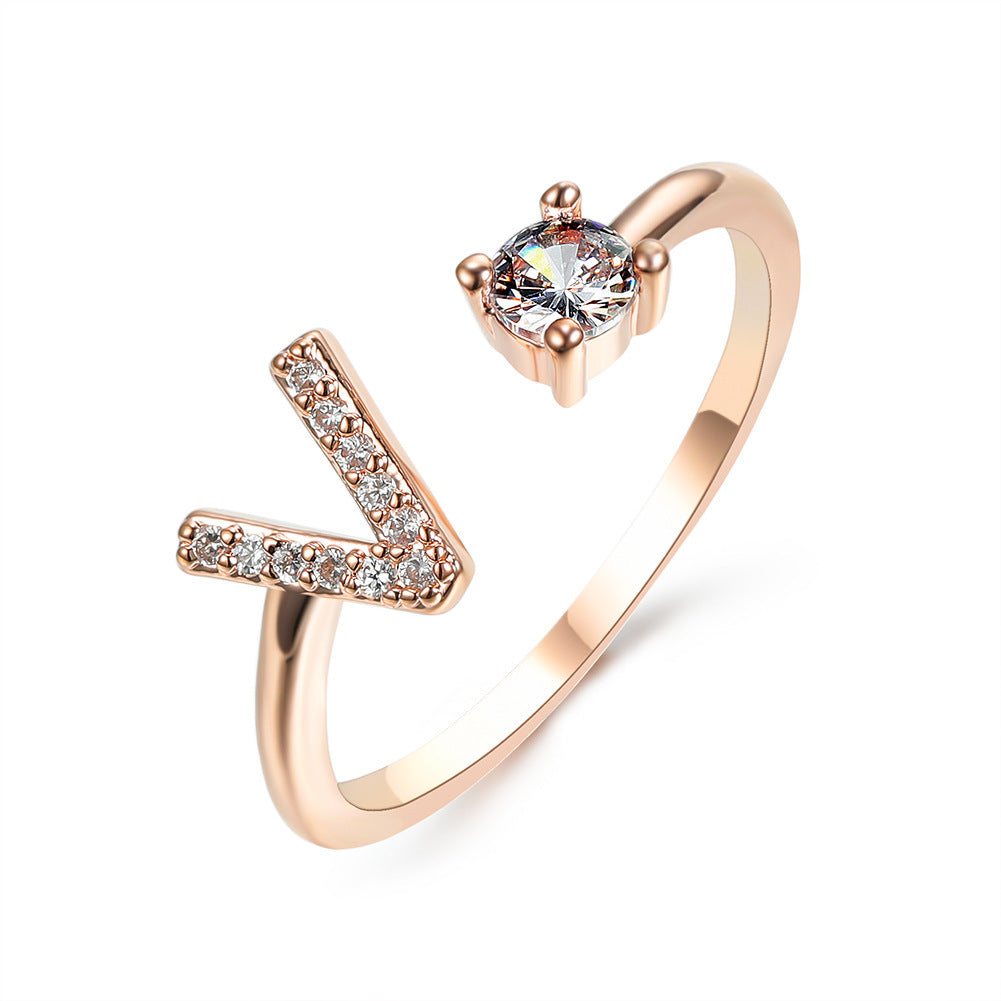 Adjustable Initial Letter Ring for Women – Elegant Fashion Jewelry