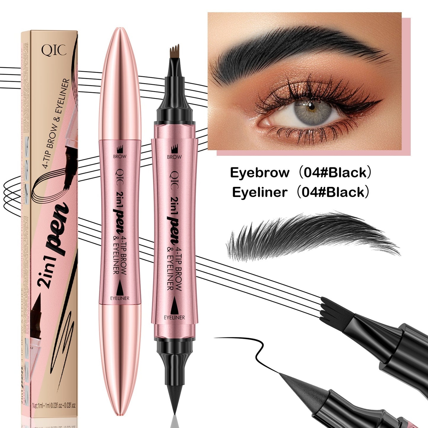 2-in-1 Dual Head Liquid Eyebrow Pencil & Eyeliner