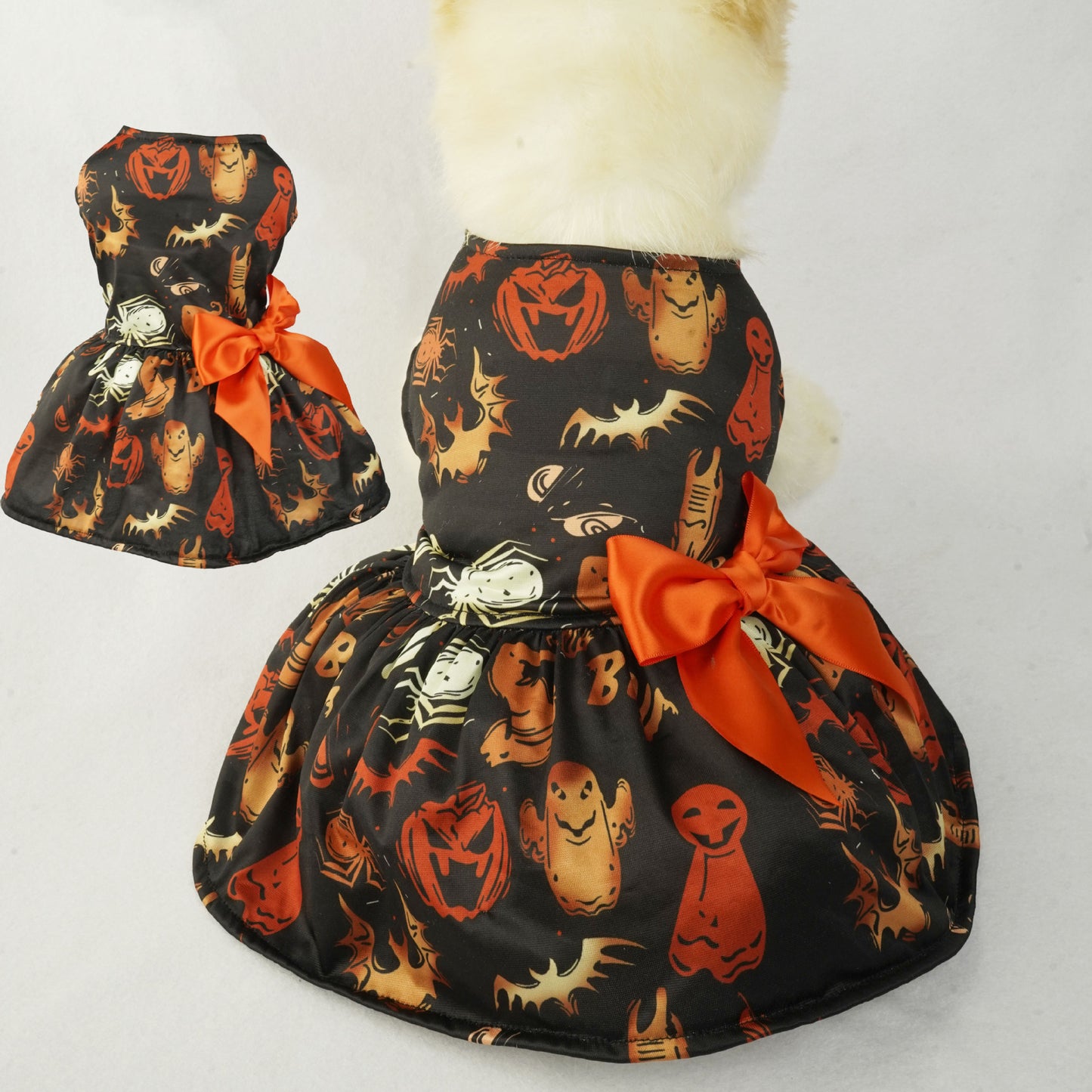 Halloween Pumpkin Pet Dress – Small Dog & Cat Party Costume