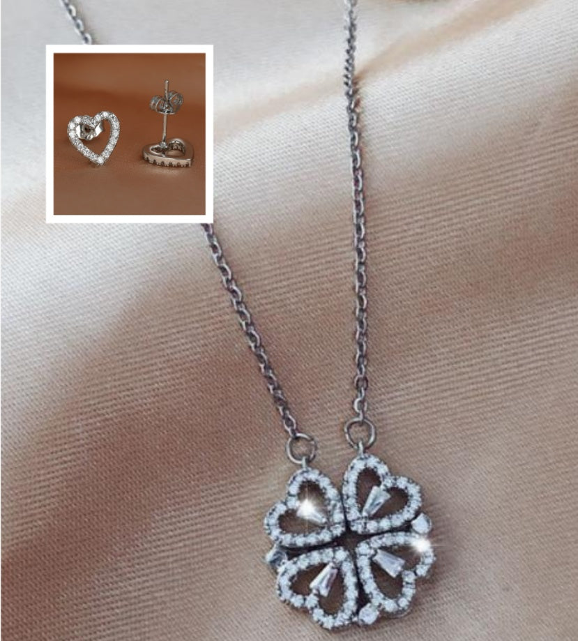 Women’s Zircon Four-leaf Clover Necklace – Multi-Wear Detachable Clavicle Chain