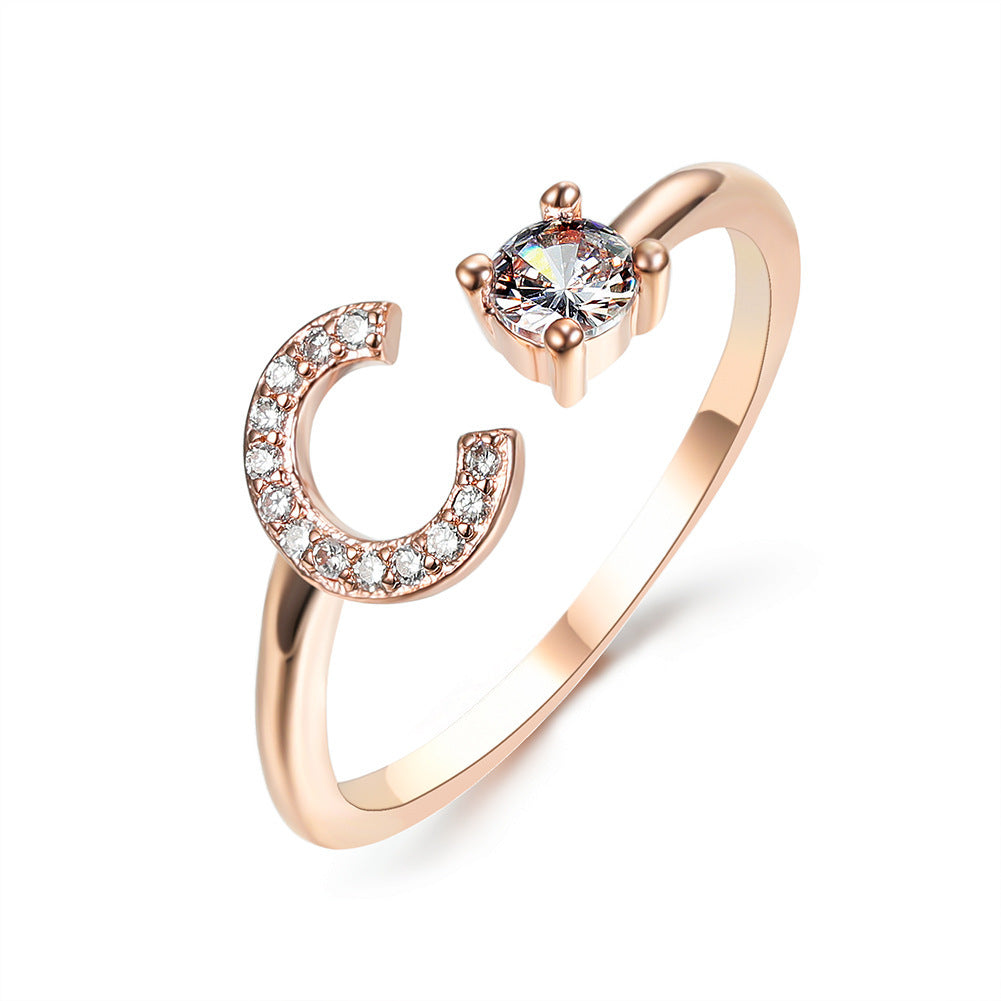 Adjustable Initial Letter Ring for Women – Elegant Fashion Jewelry