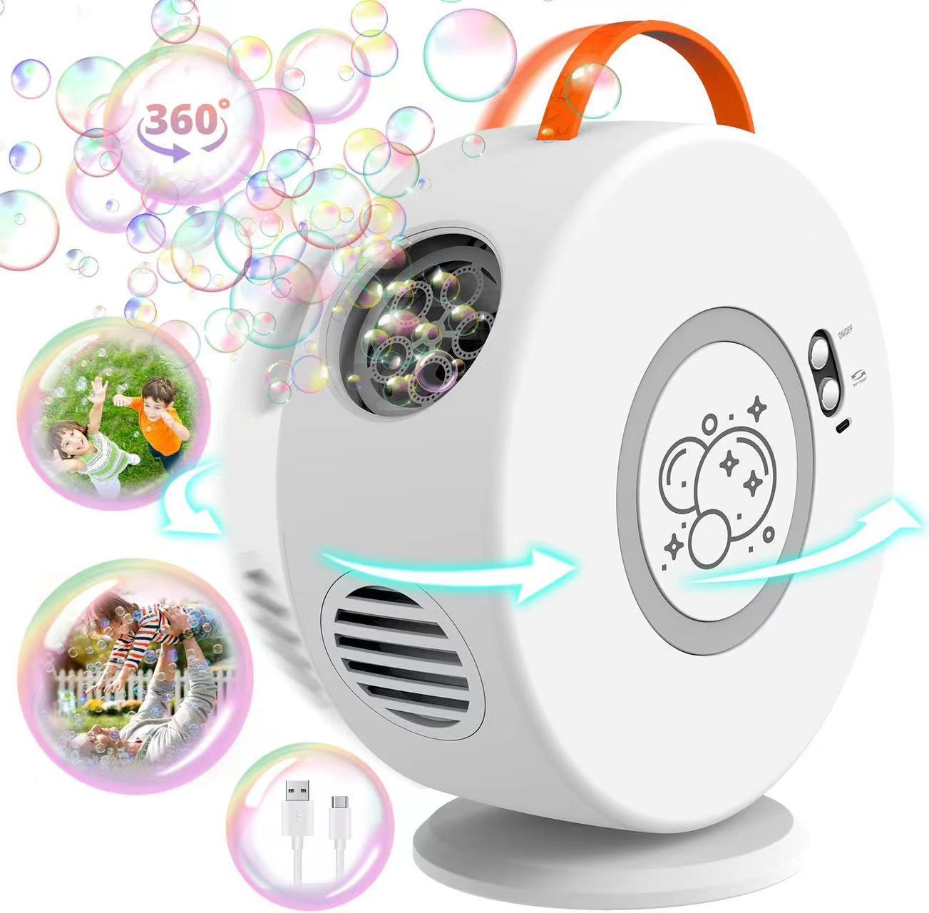 New Round Automatic Bubble Machine 360 Degree Rotation
