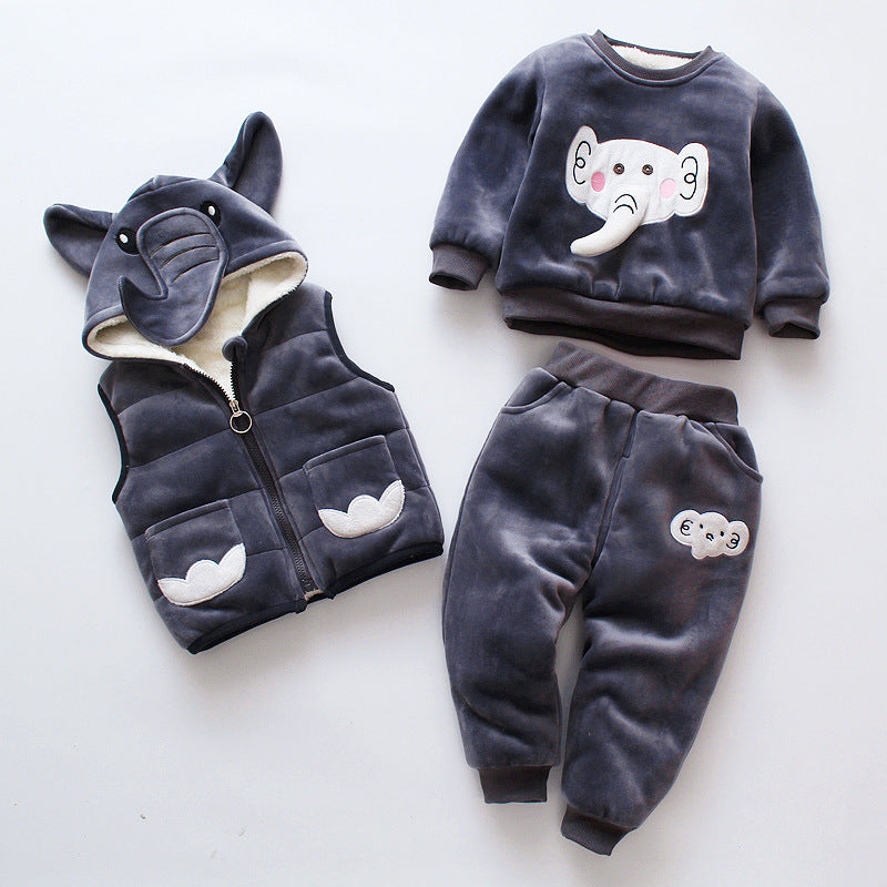 Boys Winter Thickened 3-Piece Clothing Set