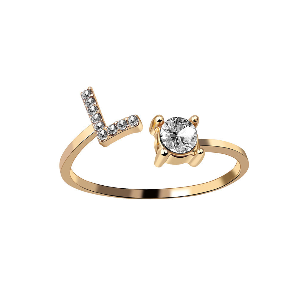 Adjustable Initial Letter Ring for Women – Elegant Fashion Jewelry