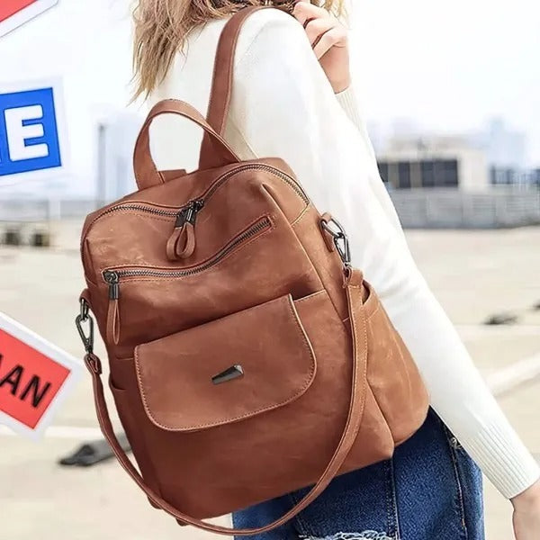 Waterproof PU Leather Backpack Purse Women Casual Shoulder Bag