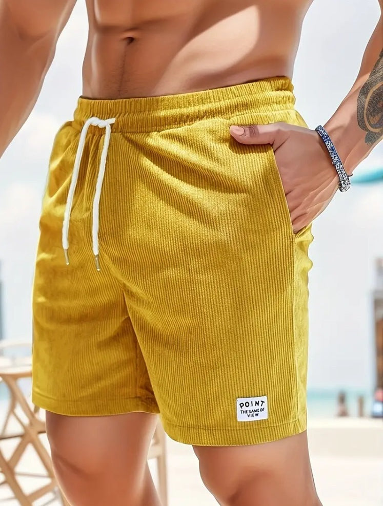 Men’s Lace-Up Corduroy Shorts – Summer Sports Pants