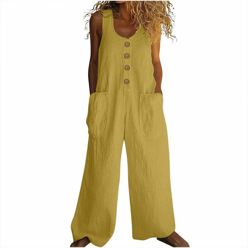 Women’s Elegant Wide-Leg Button Front Jumpsuit