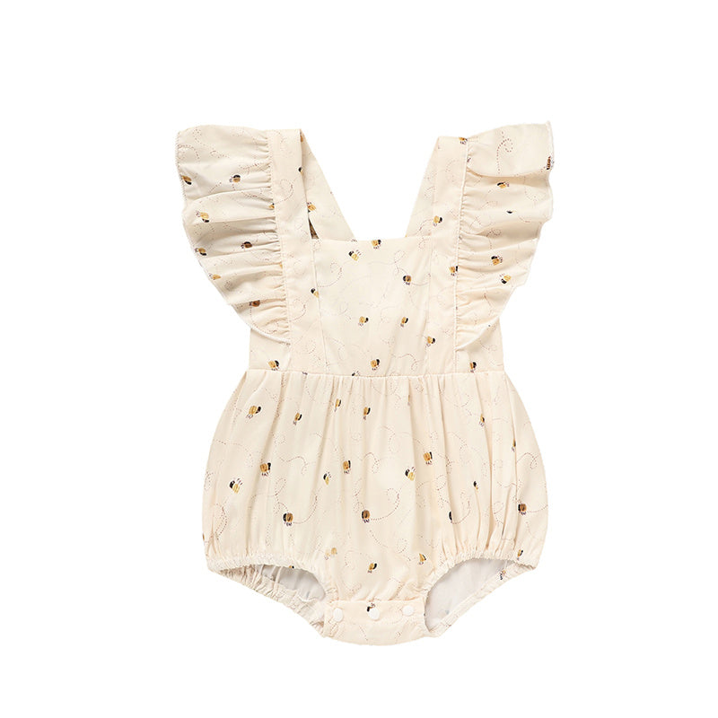 Baby Girl Bee Romper 1st Birthday Outfit Infant Bubble Romper