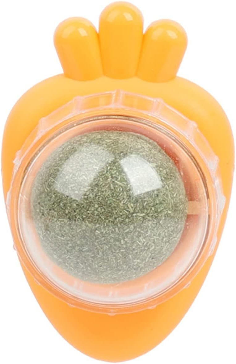 Carrot Shape Catnip Ball Toy – Self-Adhesive Wall-Mounted Mint Balls for Indoor Cats, Teeth Cleaning (Blue)