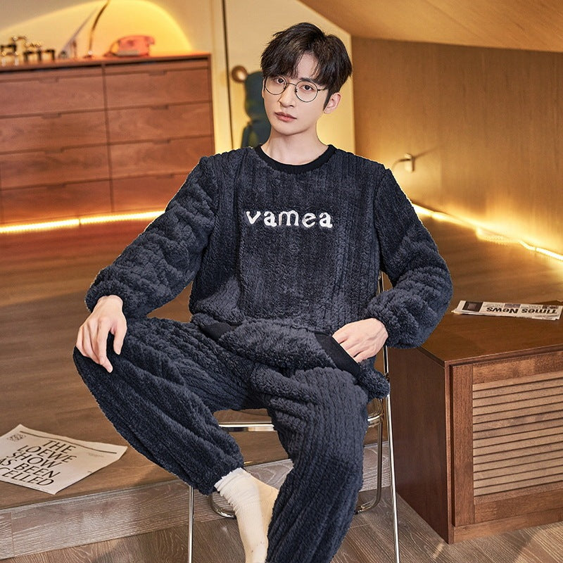 Men’s Warm Homewear Set – Cozy Large Winter Clothing