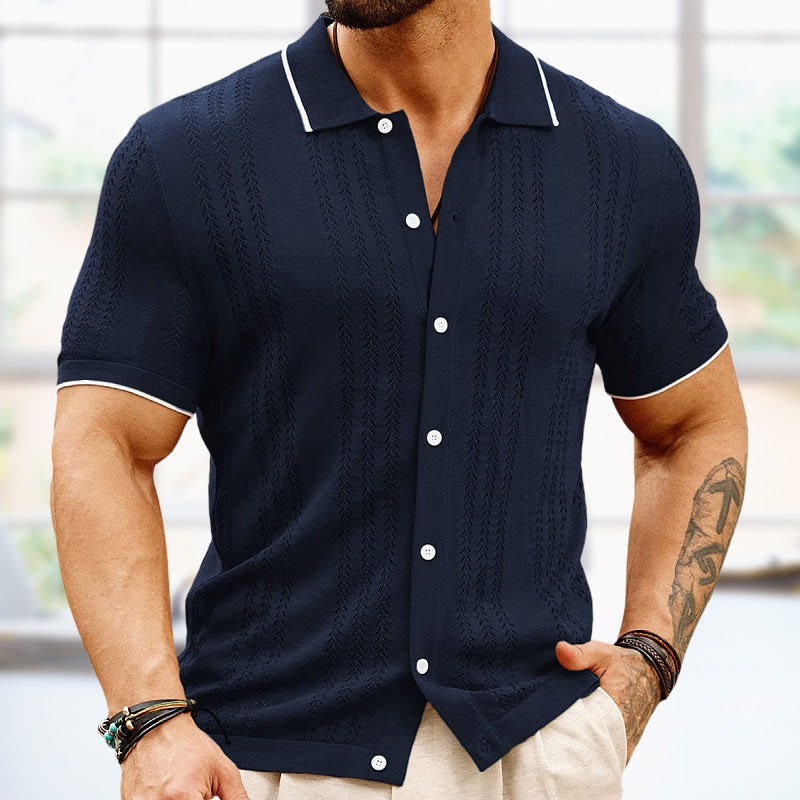 Men’s Short-Sleeve Polo Shirt – Summer Button Lapel Top, Fashion & Business Casual