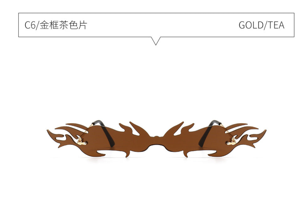 Flame One-piece Sunglasses Men And Women Catwalk Decorative Sunglasses