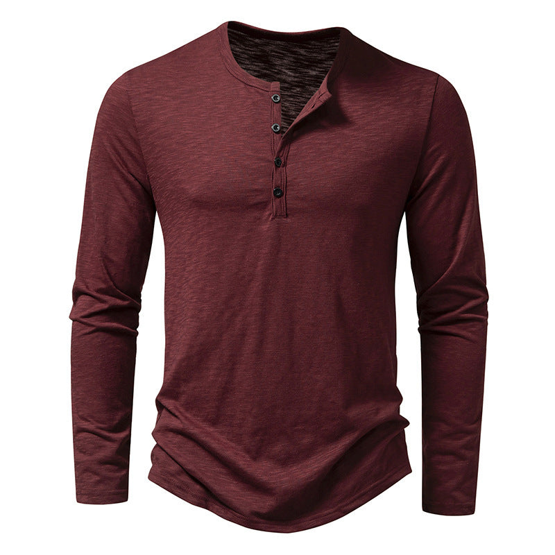 Men’s Solid Color Long Sleeve T-Shirt – Casual Pullover Top