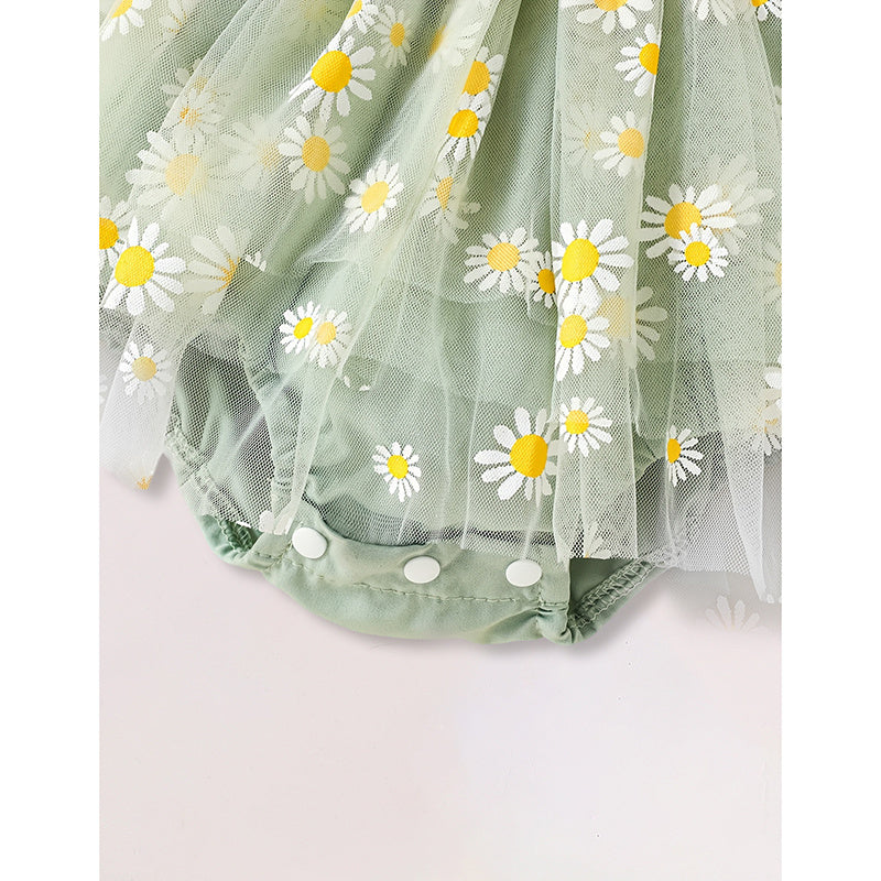 Newborn Baby Girl Floral Romper Dress with Headband