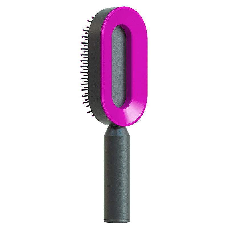 "Self-Cleaning Hair Brush for Women with Scalp Massage & Anti-Static Features"