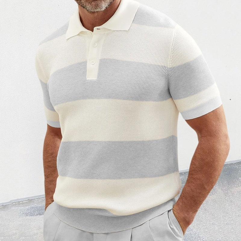 Men’s Summer Lapel Sweater – Short Sleeve Lightweight Knit Shirt for Casual Fashion