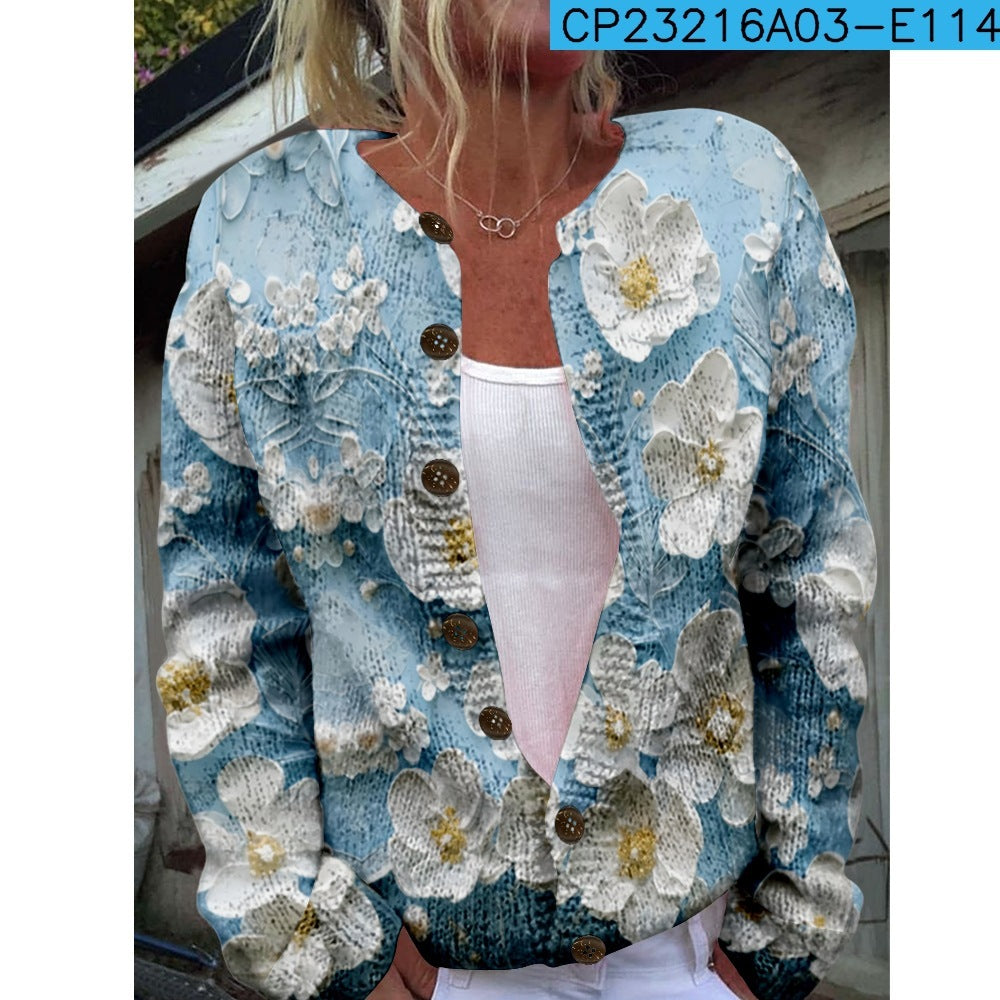 Women’s 3D Printed Knit Cardigan