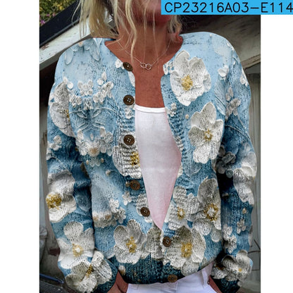 Women’s 3D Printed Knit Cardigan