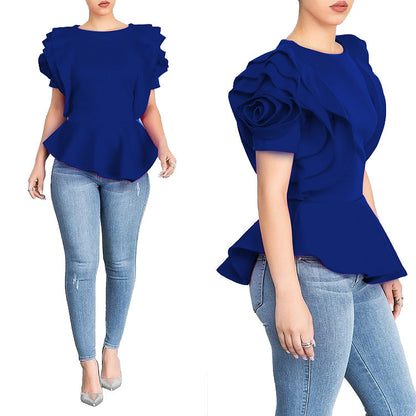 Women’s Summer Ruffled Hem Top – Short Sleeve