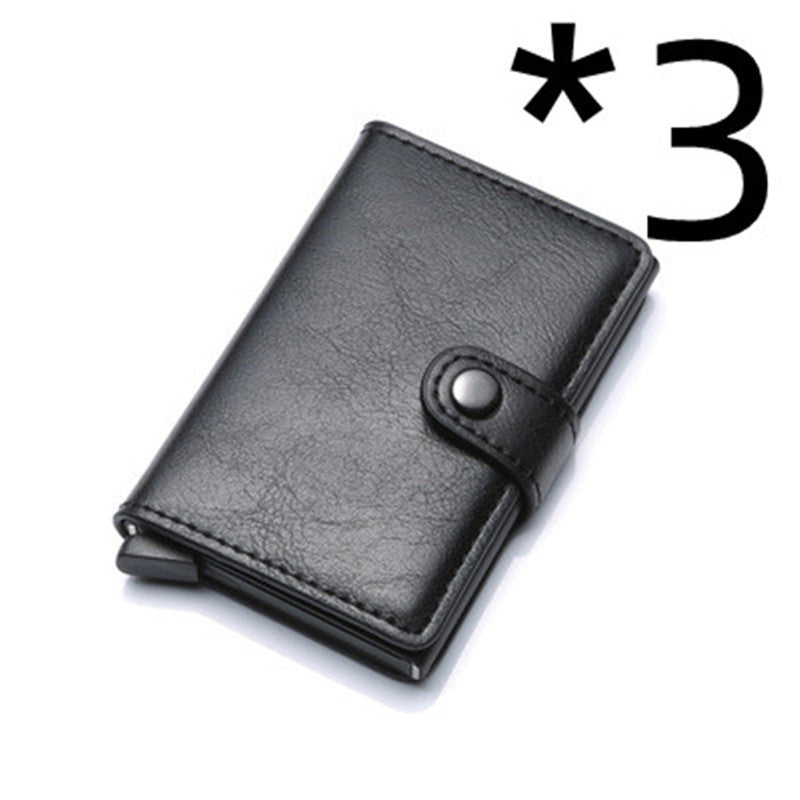 RFID Vintage Men’s Wallet – Aluminum Card Holder with Leather Cover