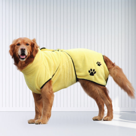 Soft Coral Fleece Pet Bathrobe – Absorbent Embroidered Pajamas for Dogs & Cats