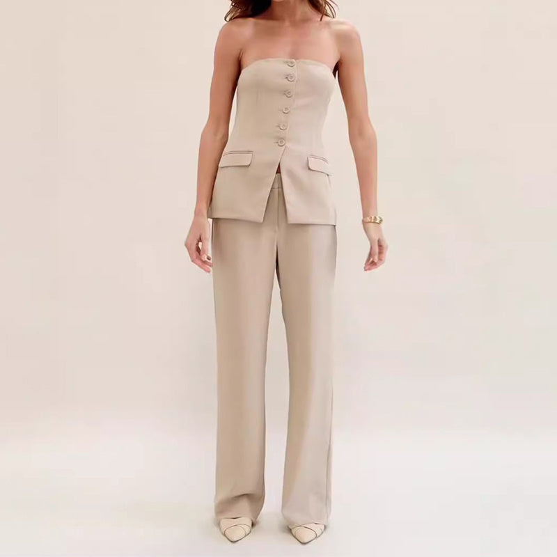 Women’s Tube Top & Straight Pants Set