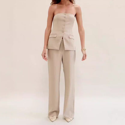 Women’s Tube Top & Straight Pants Set