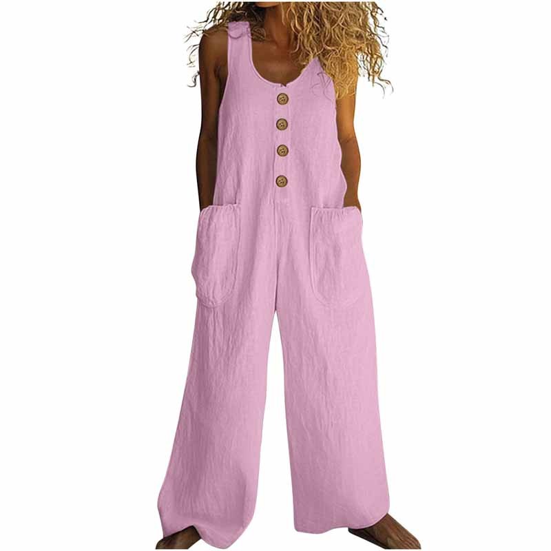 Women’s Elegant Wide-Leg Button Front Jumpsuit