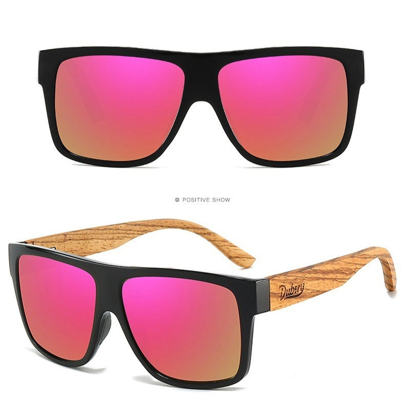 DUBERY Cross-border New Arrival Zebra Print Wood Glasses Men Women Black Walnut Polarized Sunglasses D240