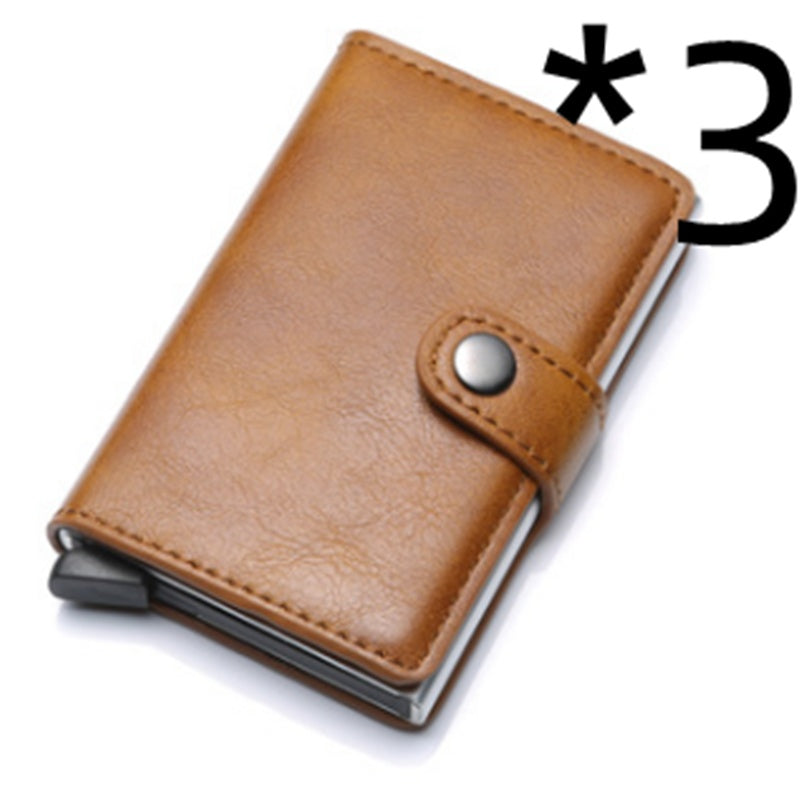 RFID Vintage Men’s Wallet – Aluminum Card Holder with Leather Cover