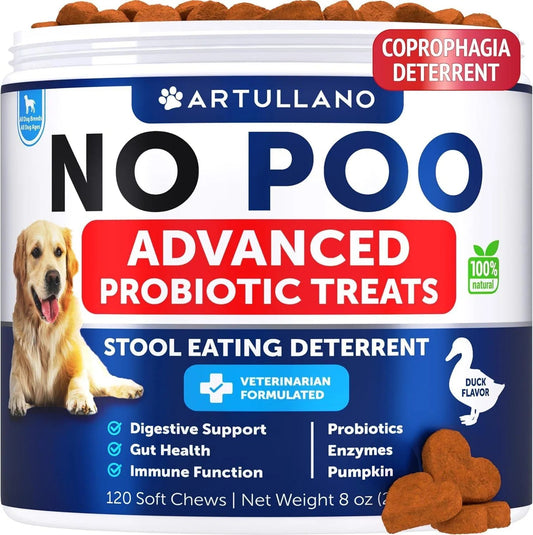 No Poo Chews for Dogs – Coprophagia Deterrent Treats with Probiotics & Enzymes, Immune & Digestive Support for Puppies & Dogs