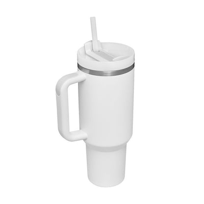 40 oz Insulated Tumbler with Handle & Straw – Stainless Steel Spill-Proof Travel Mug for Car, Office, Gym