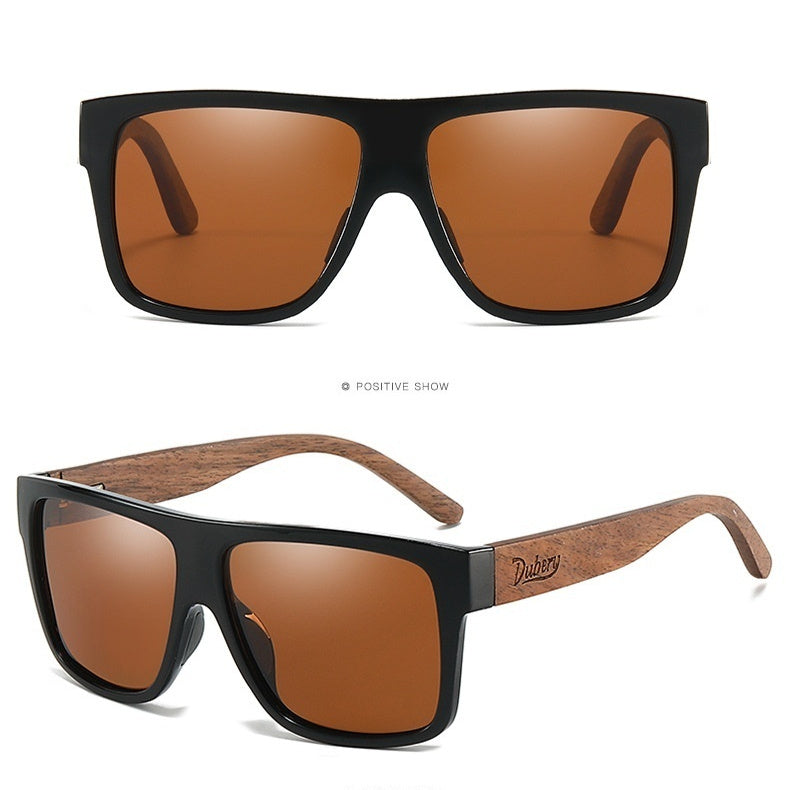 DUBERY Cross-border New Arrival Zebra Print Wood Glasses Men Women Black Walnut Polarized Sunglasses D240