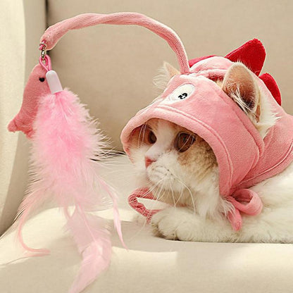 Head-Wear Feather Cat Toy Stick