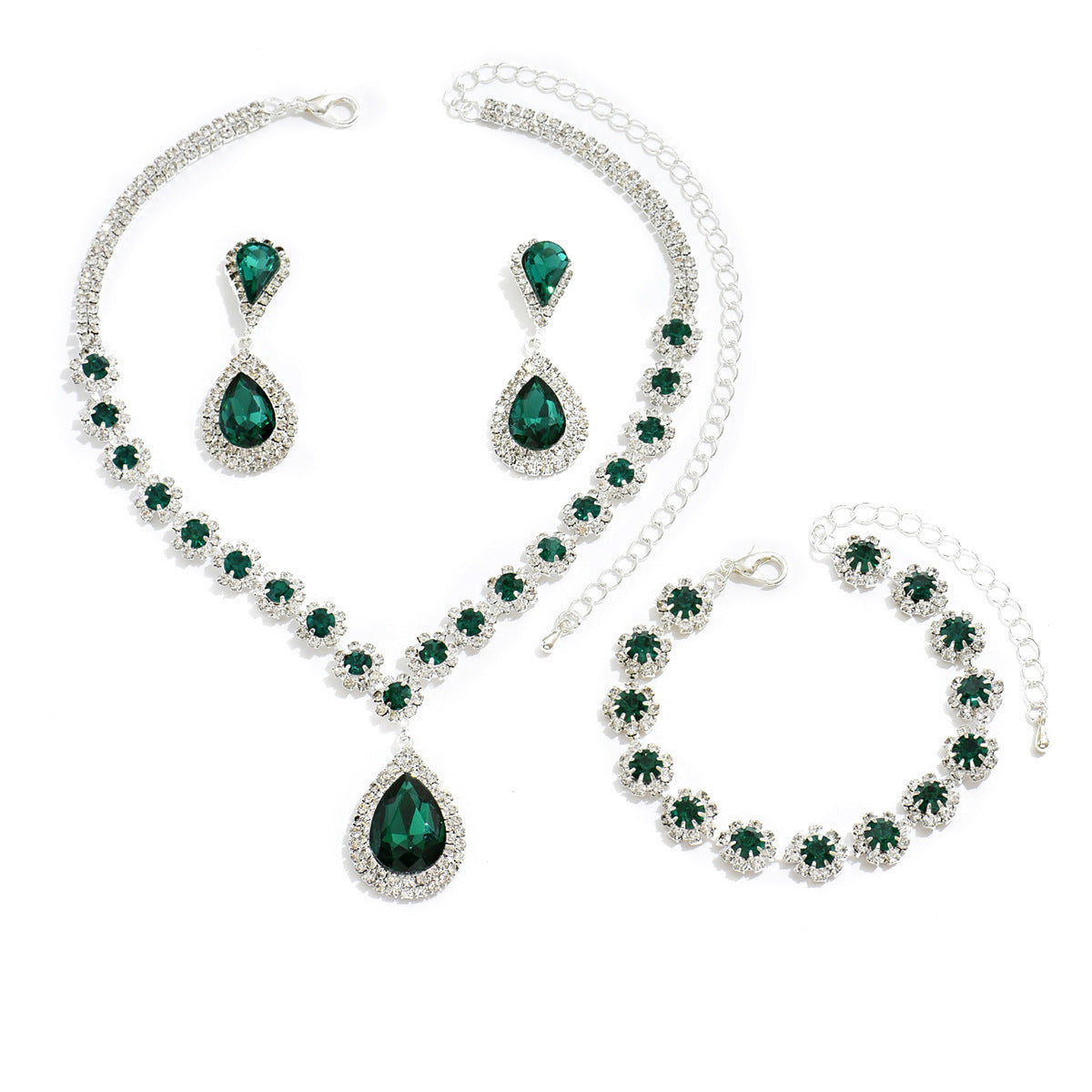 Bridal 3-Piece Jewelry Set – Necklace, Earrings & Bracelet
