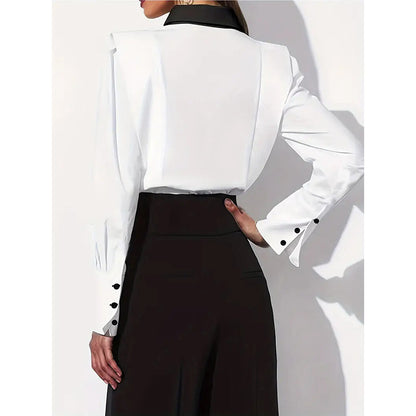 Women’s Black & White Colorblock Shirt