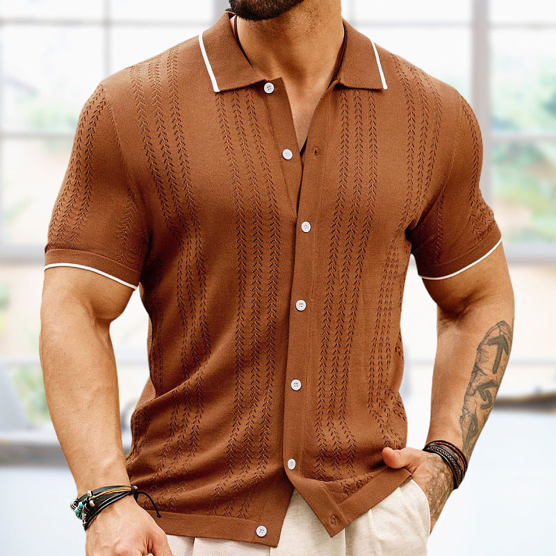 Men’s Short-Sleeve Polo Shirt – Summer Button Lapel Top, Fashion & Business Casual