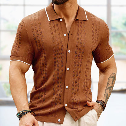 Men’s Short-Sleeve Polo Shirt – Summer Button Lapel Top, Fashion & Business Casual