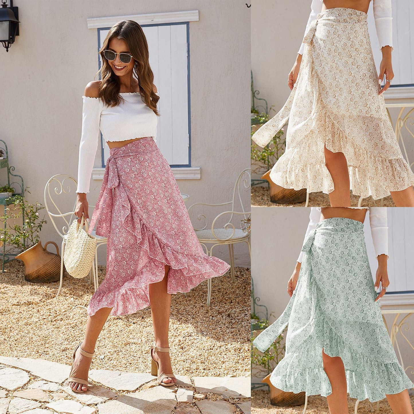 Women’s High Waist Floral Wrap Skirt