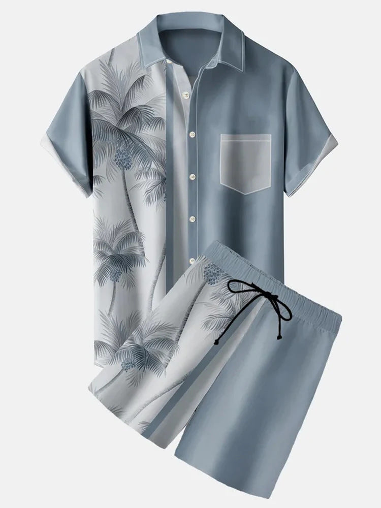 Men’s 3D Printed Short Sleeve Shirt – Slim Fit Lapel Collar Casual Summer Top