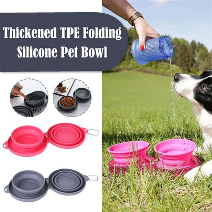 Foldable Double Rubber Pet Feeding Bowl for Dogs & Cats