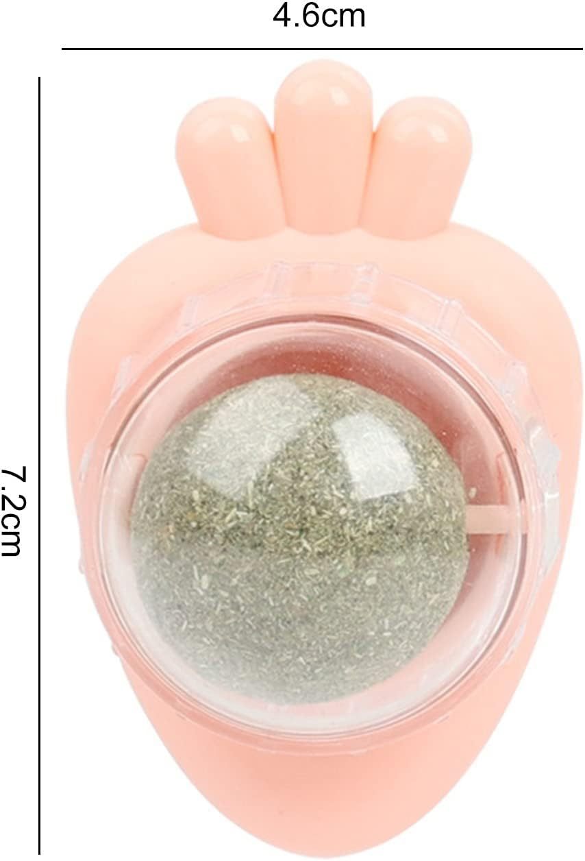 Carrot Shape Catnip Ball Toy – Self-Adhesive Wall-Mounted Mint Balls for Indoor Cats, Teeth Cleaning (Blue)