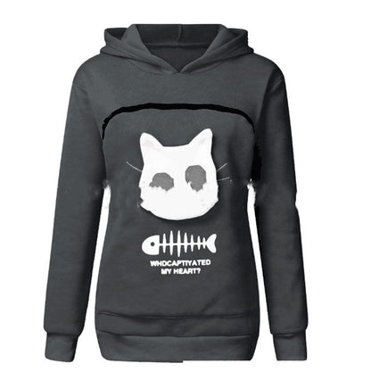 Women’s Hoodie Sweatshirt with Cat Pocket Design