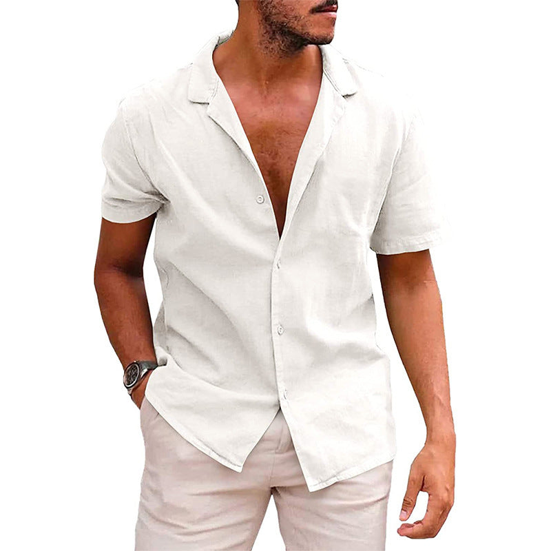 Men’s Casual Short Sleeve Button Down Beach Shirt for Summer