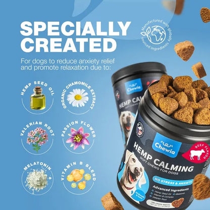 Hemp Calming Chews for Dogs – Anxiety Relief Treats for Stress & Relaxation