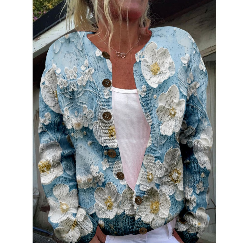 Women’s 3D Printed Knit Cardigan